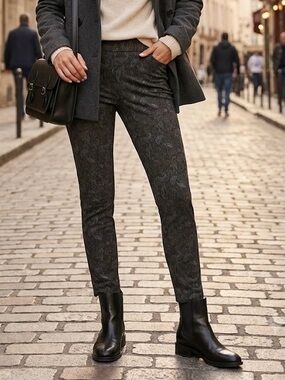Lisette L Montreal Paisley Print Slim-Leg Pants Luxury Designer Classy Stretchy